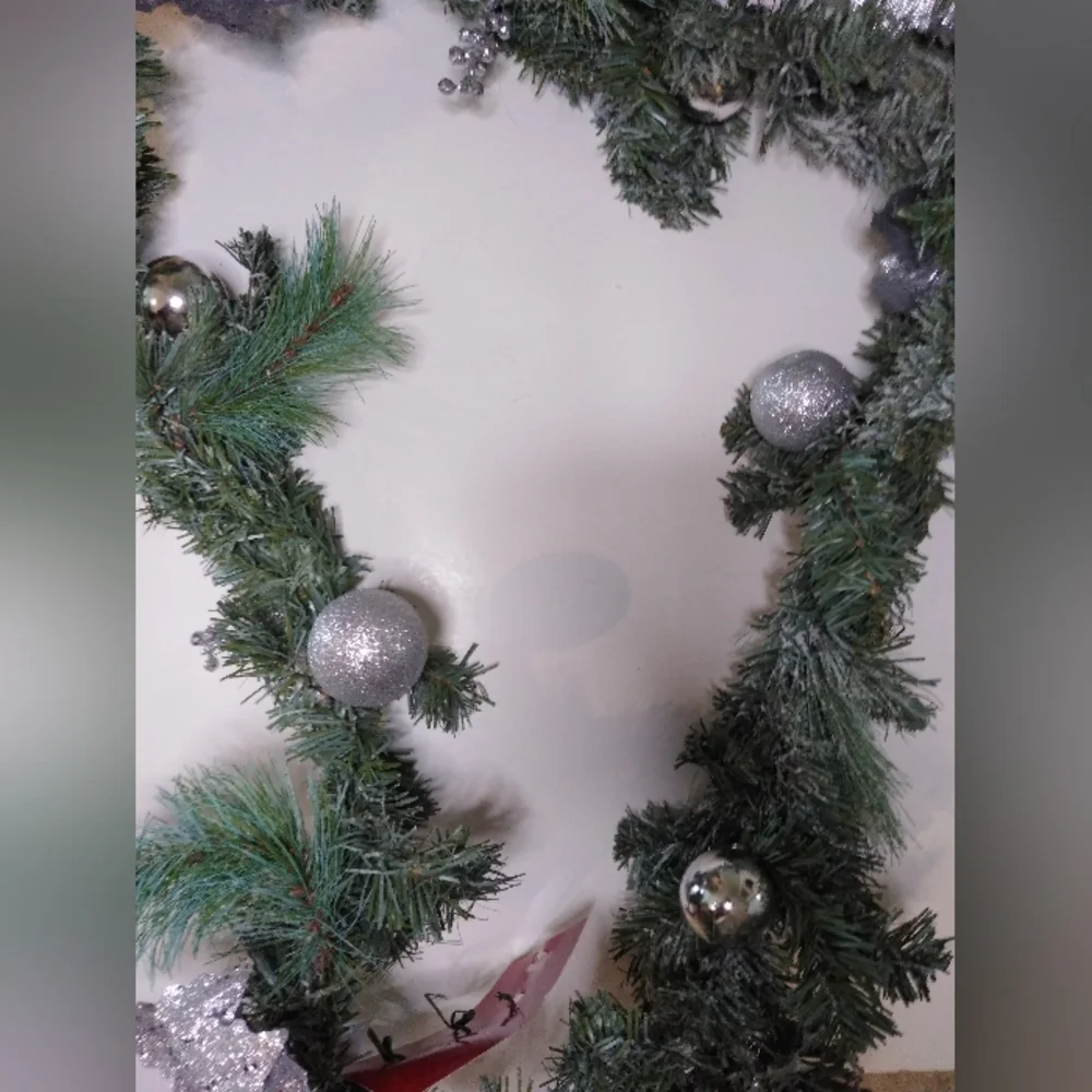 Frosted Garland Swag with Silver Glitter Details 6'+